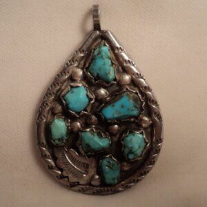 Southwestern Sterling Silver and Turquoise Pendant by Angie C